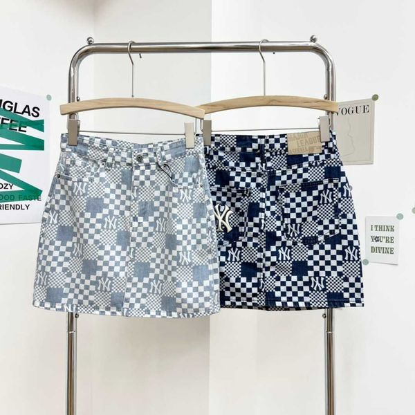 

2023 summer ml new women's checkerboard full print a-line short skirt 041202, Black