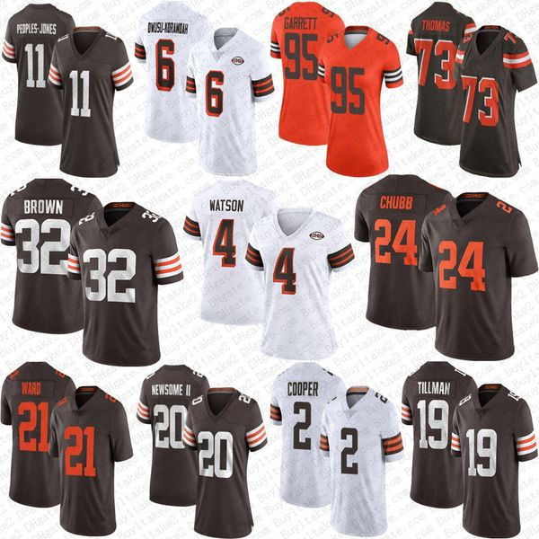 

24 nick chubb myles garrett custom football jerseys deshaun watson amari cooper browns owusu-koramoah denzel ward donovan peoples-jones cedr, Black;red