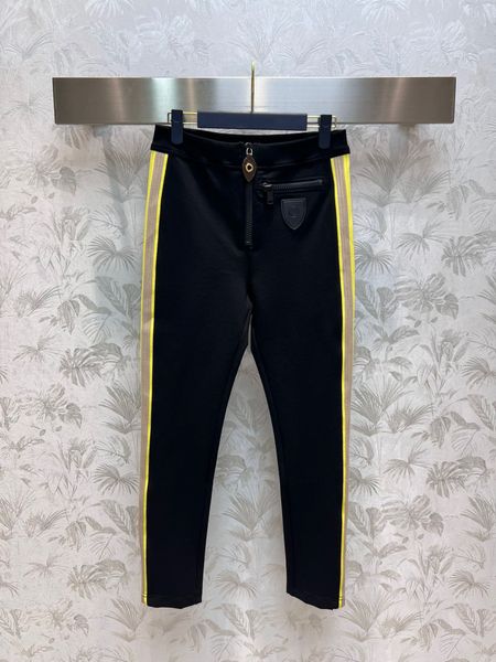 

designer straight pants with leather zip women high waist streetwear black high waist slim pants for women 2023, Black;white