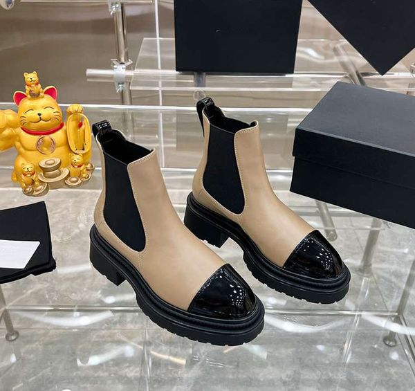 

designer boots women ankle booties winter channel leather boot martin platform letter ccity luxury woman ghbcvb, Black