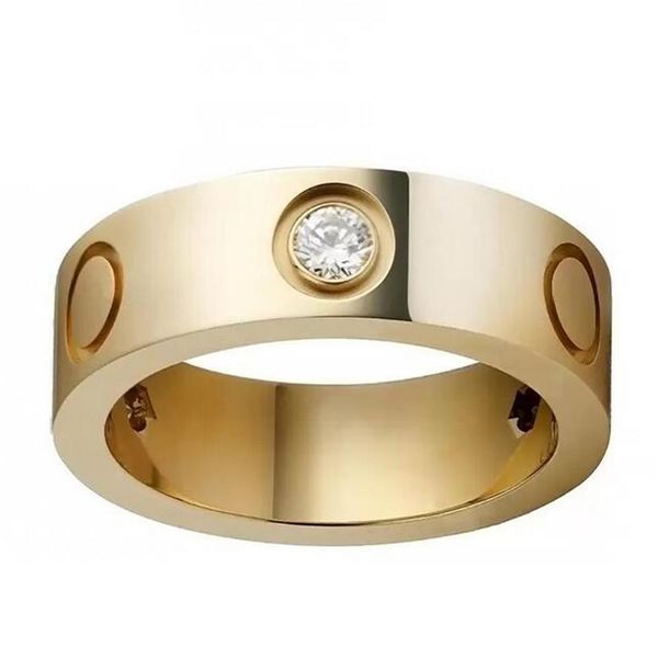 

love screw ring men's band rings 3 diamonds classic designer jewelry women titanium steel alloy gold-plated never fade not al314u, Silver