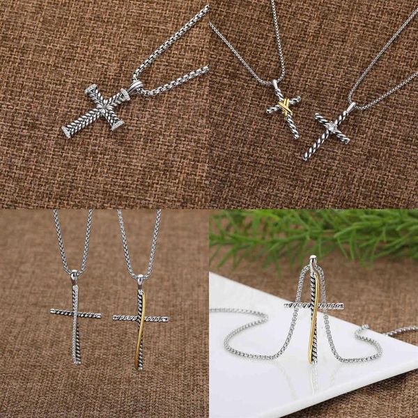 

18k gold plated 50cm length designer necklace silver cross chain pendant necklaces designers classic fashion girl women fine luxur2404