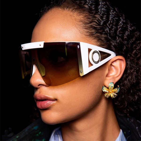 

one large rim sunglasses women female glasses, White;black