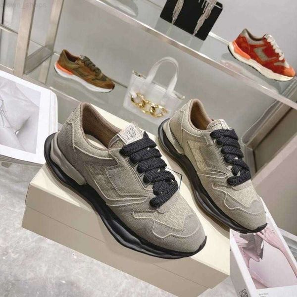 

maison mihara yasuhiro vintage men's mmy dissolved shoes women's thick sole elevated lace up sports casual shoes, Black