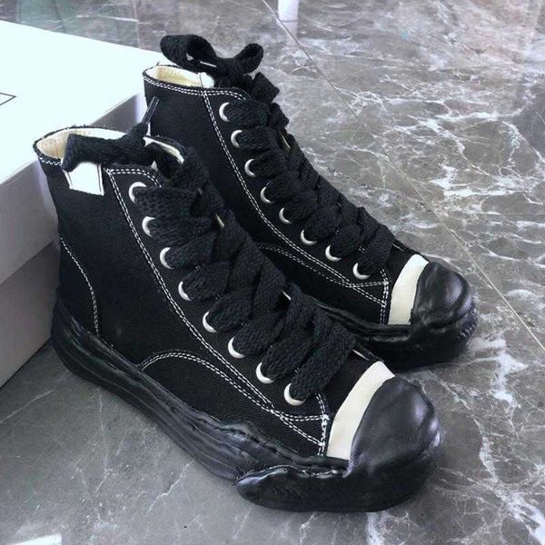 

maison mihara yasuhiro dissolved shoes men's and women's laughing canvas mmy shoes thick soled vintage casual shoes high board sho