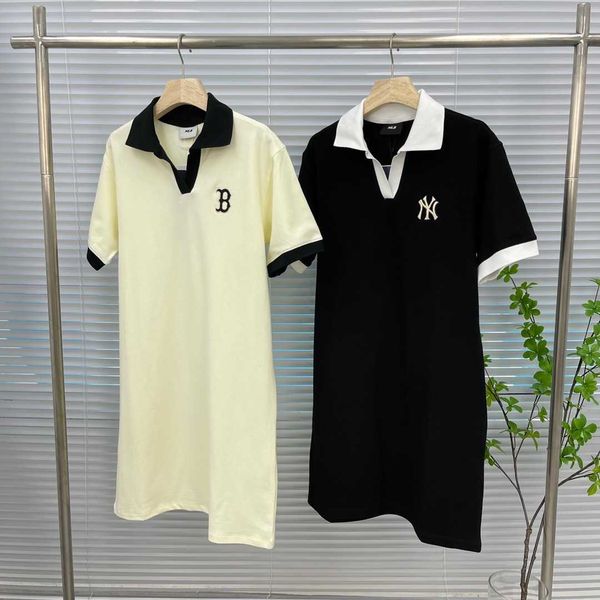 

2023 summer ml new embroidered 3d pattern polo collar women's solid color dress 042003, Black;gray