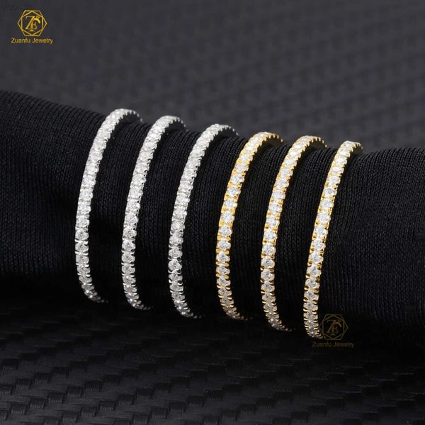 

price 1.2mm round brilliant cut vvs moissanite diamond white and yellow gold color 925 sliver ring eternity band, Silver