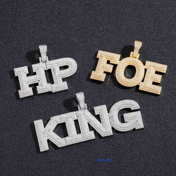

custom s925 sterling silver moissanite name pendant 18k gold plated full iced out letter hiphop necklace for women man