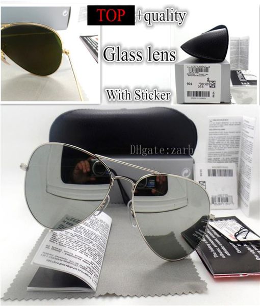 

5862mm men women sunglasses metal plank classic beach luxury pilot vintage g15 glass lens eyeglass sport uv400 mirror with7728238, White;black