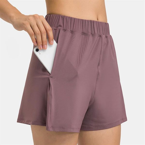 

l-196 women casual sports shorts quick drying yoga short pants thin sweatpants with side drop-in pockets elastic outdoor fitness t245m