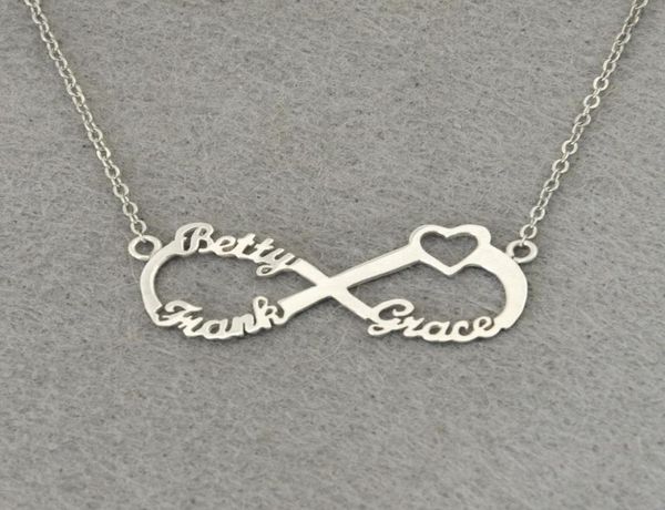 

personalized 3 names heart infinity necklace custom infinity nameplate personalized infinity necklace gift for mom2376068, Silver