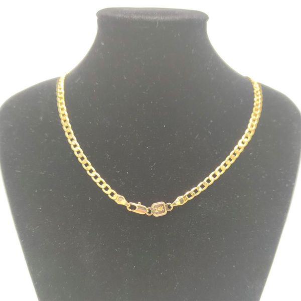 

24k gold g f 4mm cuban curb link chain necklace miami pt fully choker hip hop diy stamp 24 unisex228z, Silver