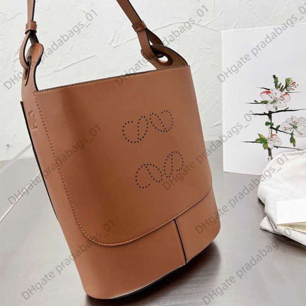 

designer women's bag new cowhide lowe stitched bucket bag literary style single shoulder bag messenger bag fashionable and versatile ha
