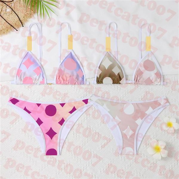 

big logo bikini womens swimwear sweet style swimsuit for women metal buckle swimsuits two piece258v