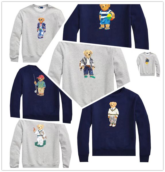 

87 printing bear man loose round neck plush long-sleeved pullover bear polos shirt t-shirt cartoon us bear new man, White;black