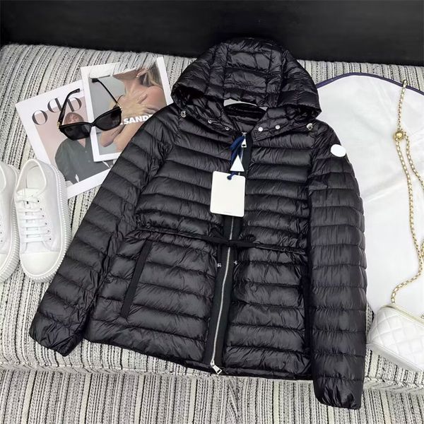

womens winter hooded ultra light down jackets coats fashion winter soft warm windproof jacket luxury designer women parkas clothes, Black