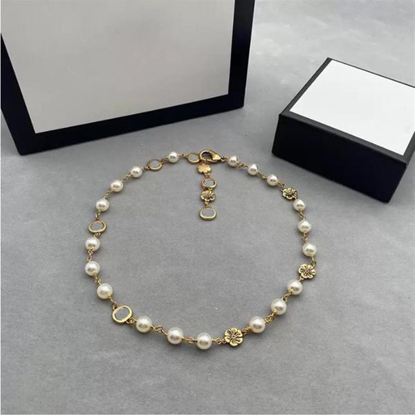 

flower necklace women designer jewelry golden chain necklace for womens luxury letters jewelrys pearl necklaces wedding 2210311z239q, Silver