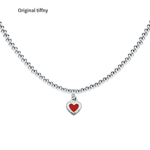 

designer necklaces beaded classic style 925 silver blue red pink heart pendant necklace for women wedding engagement with box y230256n