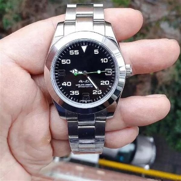 

white mens mechanical stainless steel automatic air king male watch sports self-wind watches wristwatch225n, Slivery;brown