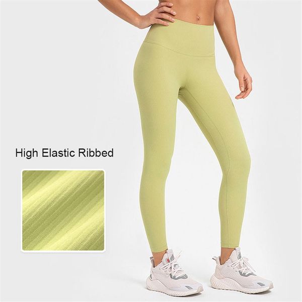 

l362 ribbed high-rise pant yoga pants have t-line nude sense leggings buttery soft running tight sweatpants women trousers248l