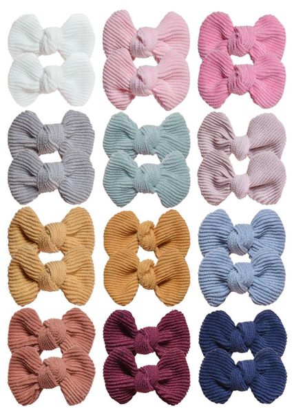 

corduroy knot bow baby hair clip handmade barrettes hair ornaments for school girls3685814, Slivery;white