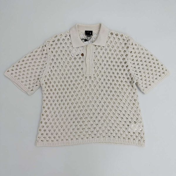 

men's polos fla 23ss big mesh poloswater hollowed out mesh knitted short sleeved t-shirt polo shirt loose fitting, Black;brown