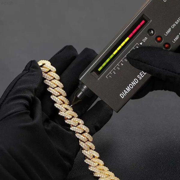

14mm moissanite cuban chain 925 silver iced out moissanite diamond jewelry women men hip hop bracelet necklace