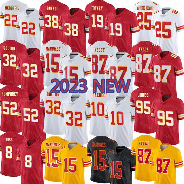 

nick bolton football jersey patrick mahomes travis kelceisiah pacheco man clyde edwards-helaire felix anudike-uzomah creed humphrey chris jo, Black;red
