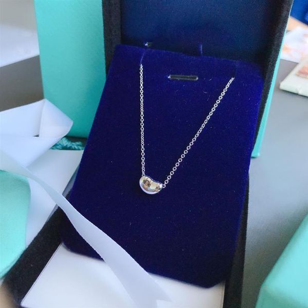

designer female 18k gold necklaces for women silver trendy broad bean pendant fashion jewelry valentine day gift for girlfr299g