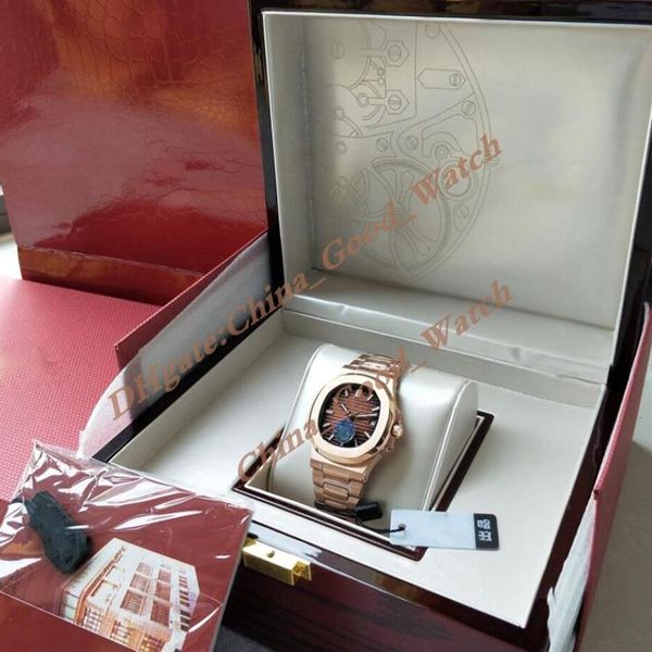 

good factory mens watch cal 324 automatic movement 40mm rose gold chocolate dial classic 5711 watches u1f transparent back diving 222s, Slivery;black