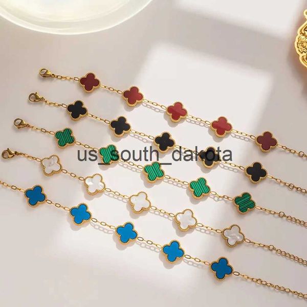 

chain fashion jewelry designer bracelet new four-leaf clover women's bracelet simple multi-flower fritillary lucky clover bracelet girl, Black