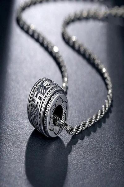 

transfer beads pendant sixcharacter mantra necklace retro jewelry couple men send girls birthday gifts23439124888, Silver