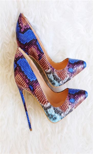 

fashion women pumps blue snake python printed pointed toe high heels sandals shoes boots bride wedding pumps 120mm 100mm 80mm8064013, Black