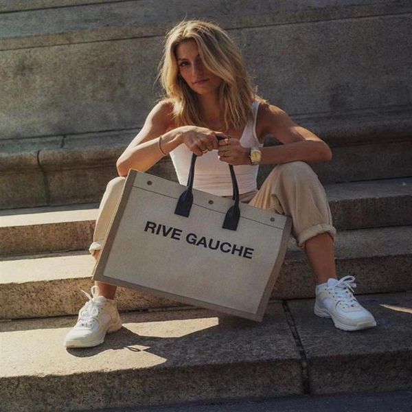 

women handbags rive gauche shopping bag tote linen leather handbag fashion linen large beach bags luxury designer travel cross351f