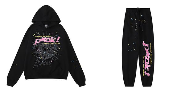 

spider hoodie pink spid hoodie young thug sp5ders hoodie tracksuit 555555 men women hoodie web jacket sweatshirt spide 555 spider hoodie lpm, Black
