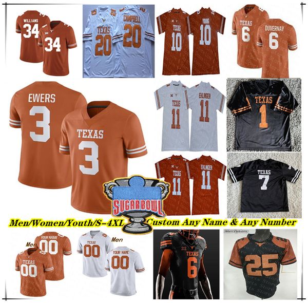 

ncaa college texas longhorns football jersey quinn ewers jaydon blue jonathon brooks xavier worthy whittington maalik murphy bijan robinson, Black