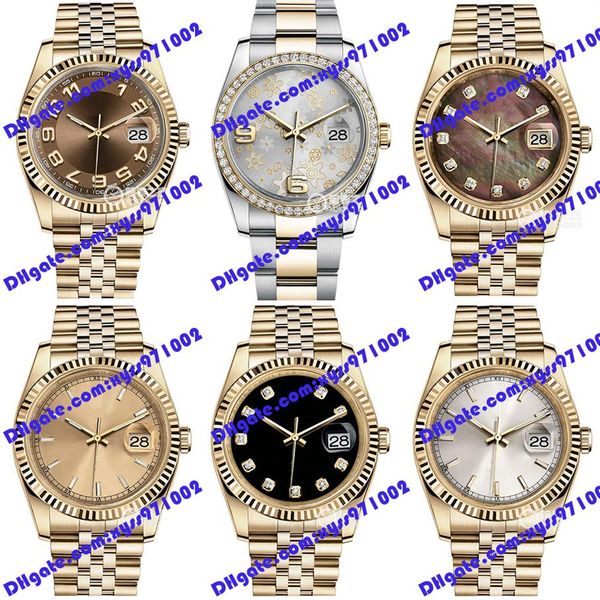 

20 model asia 2813 automatic watch 116238 men's watch 36mm flower dial silver diamond women's watch white watch stainles210b, Slivery;brown
