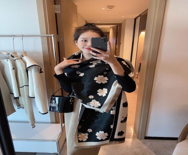 

22 europe and the united states new fashion wool highend scarf long women autumn and winter cashmere cape fashion scarf warm5799824, Blue;gray