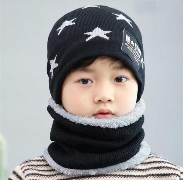 

child winter knit hat and scarf set boy girls warm plush hat 2 piece sets kids geometry pattern fashion outdoor ski cap scarves2761943799, Yellow