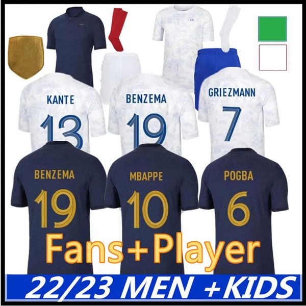 

2023 french club full sets soccer jerseys benzema 22 23 giroud mbappe griezmann saliba pavard kante maillot de foot equipe maillots kids kit, Black;yellow