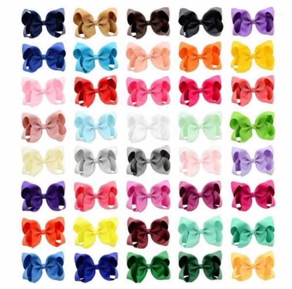 

hair accessories 40pcslot 4 inch girl bows with kids boutique solid ribbon hairpin windmill clip 61211828964, Slivery;white