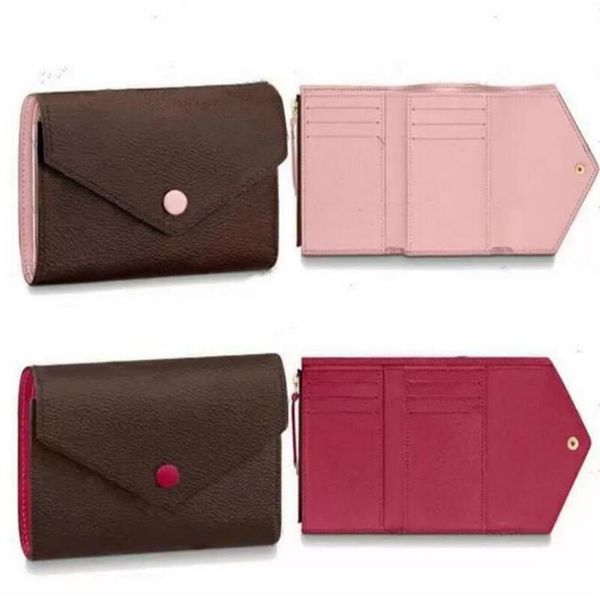 

womens designer victorine wallet brown flower leather fold purses brands short long card holder passport lady folded purse ladies 336u, Red;black