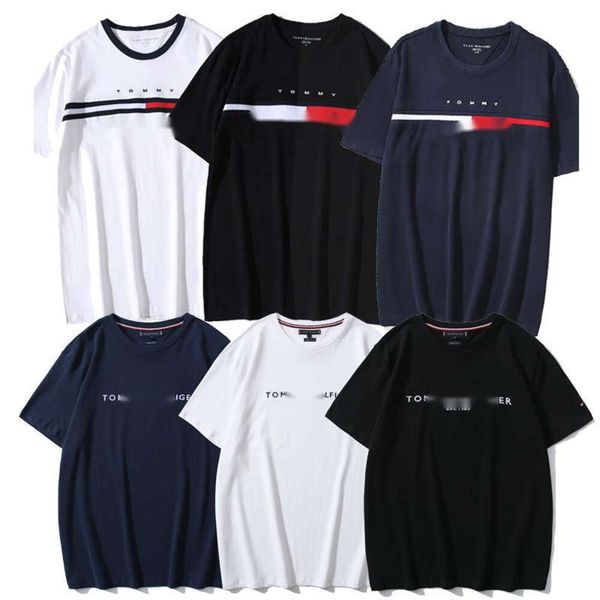 

fashion new brand classic round neck embroidery letter cotton men's and women's short sleeve t-shirt couple loose half sleeve tee, White;black