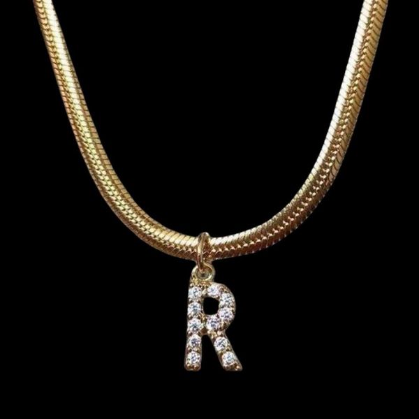

designer luxury brand necklaces letter inlaid zircon initial pendant necklace for women gold chain cute charms collier alphabet necklaces je, Silver