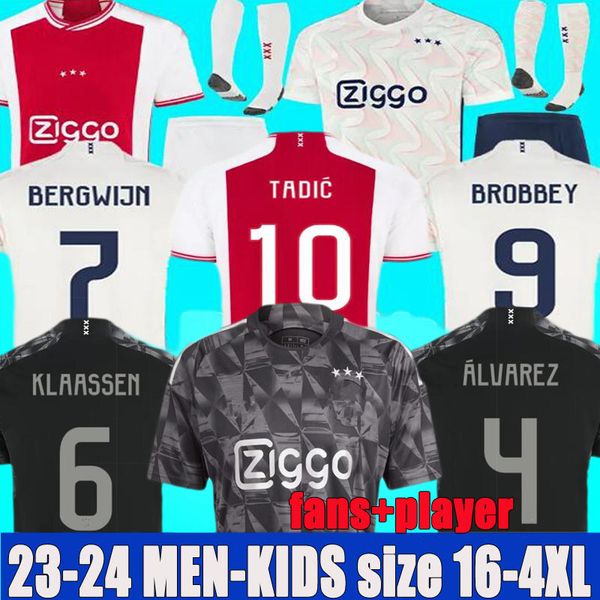 

fans player edition tadic 23 24 soccer jerseys bassey berghuis klaassen bergwijn marley 2023 2024 home away third cruyff kudus men kids kit, Black;yellow
