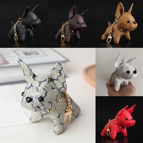

2022 classic cartoon animal small dog key chain accessories key ring pu leather letter pattern car keychain jewelry gifts no box183j, Silver