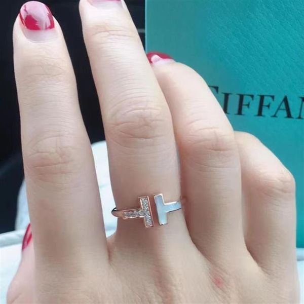 

luxury fashion designer ring tiffny letter double t diamond ring2134, Silver