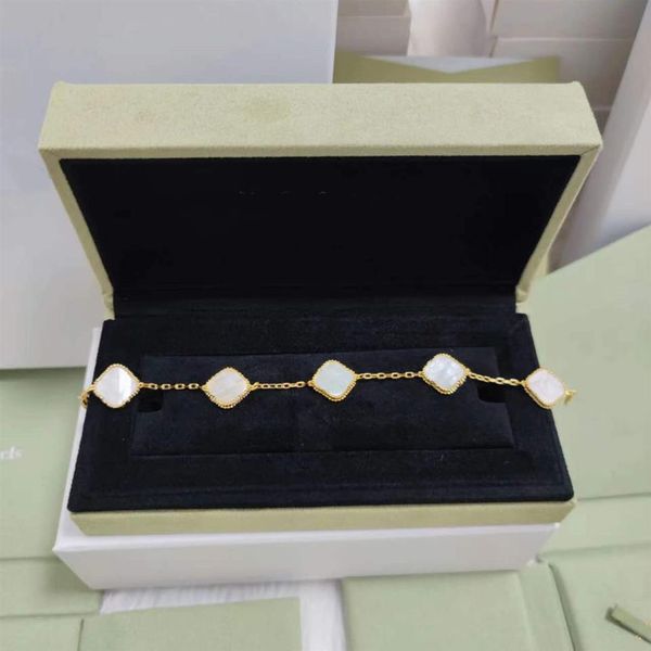

classic style fashion four leaf clover charm bracelets 18k yellow gold white mother of pearl designer bracelet ladies wedding brid227l, Golden;silver