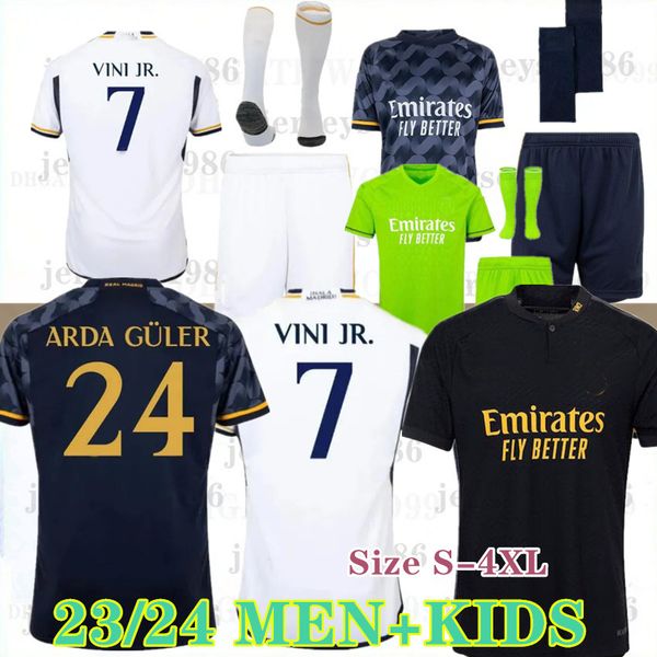 

2023 24 bellingham rodrgo 23 24 real madrids soccer jerseys football shirt vini jr camavinga alaba modric valverde camiseta men kids kit cou, Black;yellow