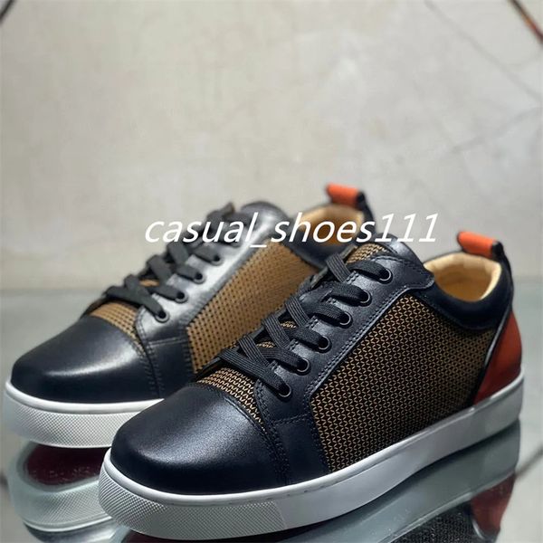 

luxury dress low for men trainers spiked brown genuine leather rivets flats logo heels sneakers driving shoes footwear, Black